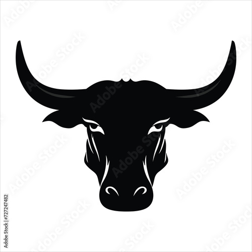 Simple bull logo black and white vector illustration