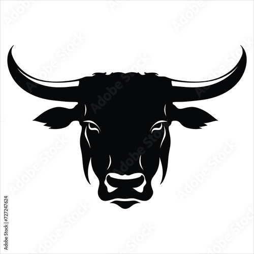 Simple bull logo black and white vector illustration