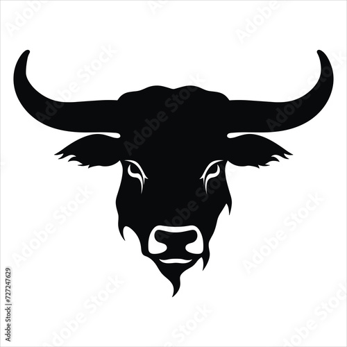 Simple bull logo black and white vector illustration