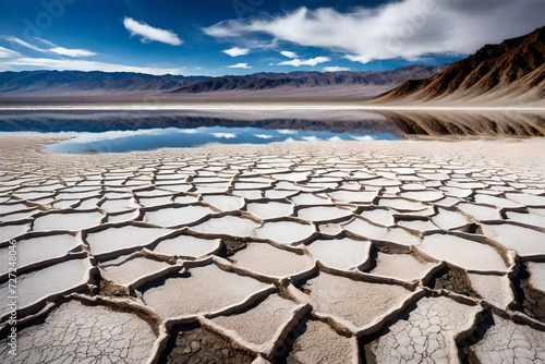 DEATH VALLEY, CALIFORNIA, USA, APRIL 10, 2015 : Badwater basin in death valley national park, california, united states photo