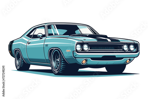 Wallpaper Mural Vintage American muscle car vector illustration, classic retro custom muscle car design template isolated on white background Torontodigital.ca