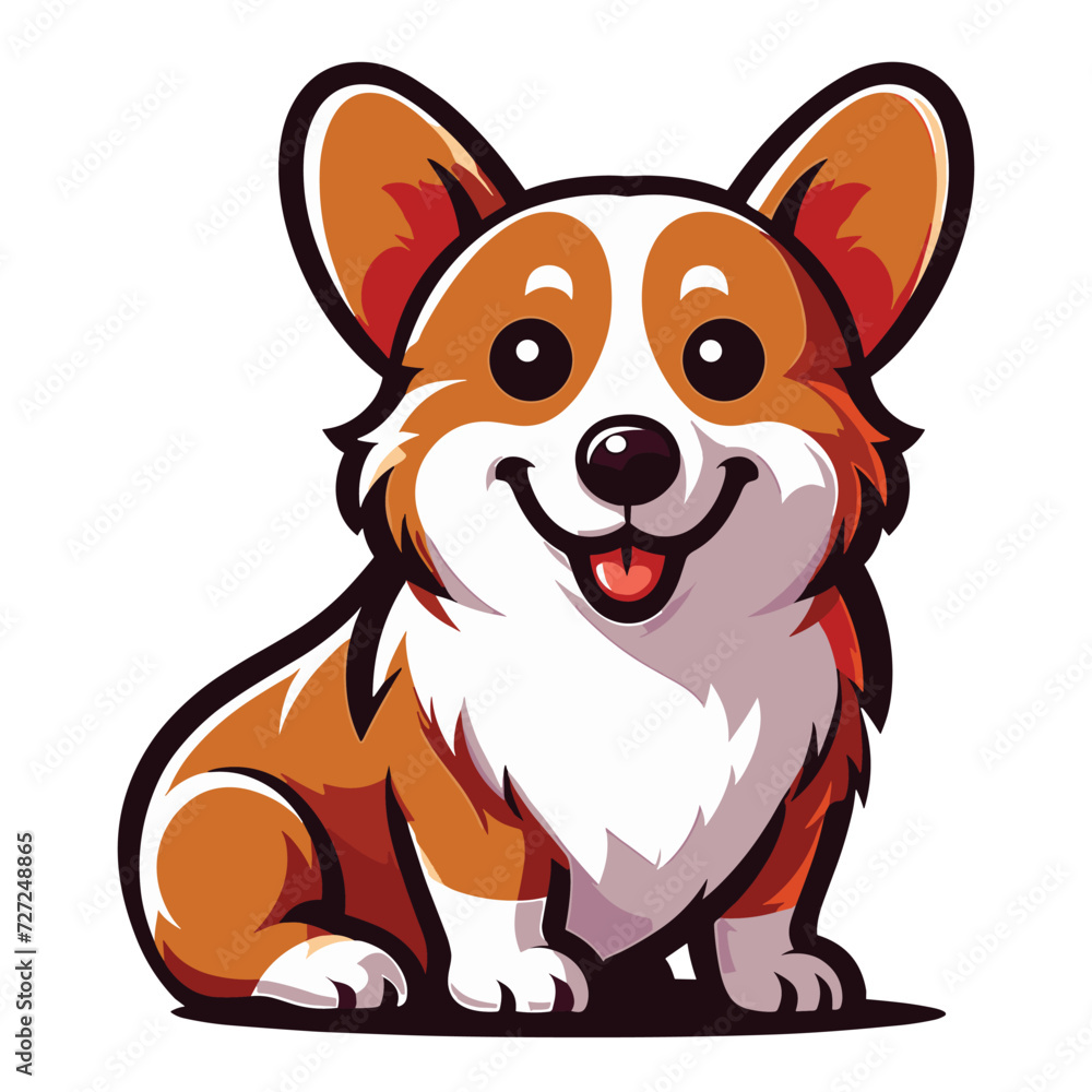 Cute adorable corgi dog cartoon character vector illustration, funny pet animal corgi puppy flat design mascot template isolated on white background Cute adorable corgi dog cartoon character vector illustration, funny pet animal corgi puppy flat design mascot template isolated on white background
