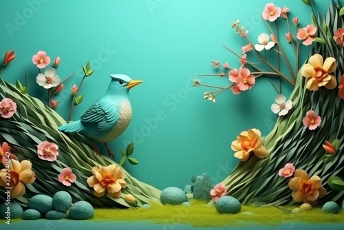 3D background spring composition. Generative AI