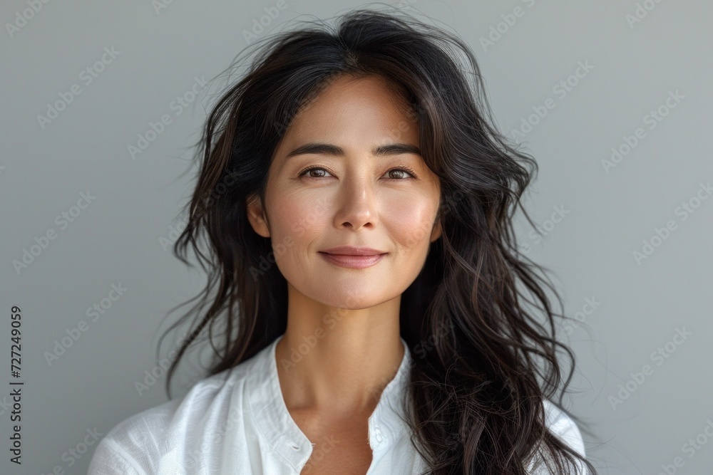 A confident, successful Korean business lady with a positive, youthful, and elegant demeanor. A confident, successful Korean business lady with a positive, youthful, and elegant demeanor.