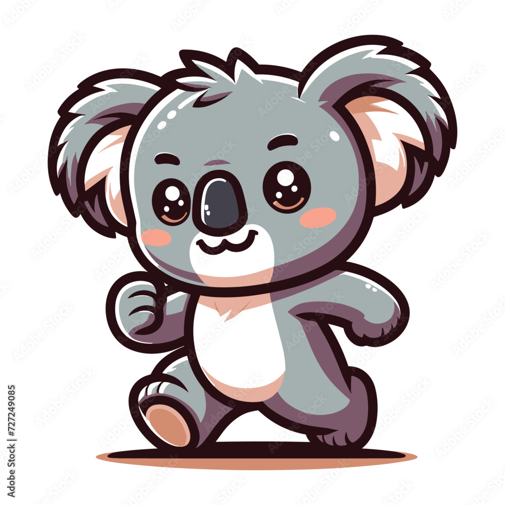 Obraz premium Cute Adorable Koala Australian Animal Cartoon Character Vector Illustration, flat design template isolated on white background
