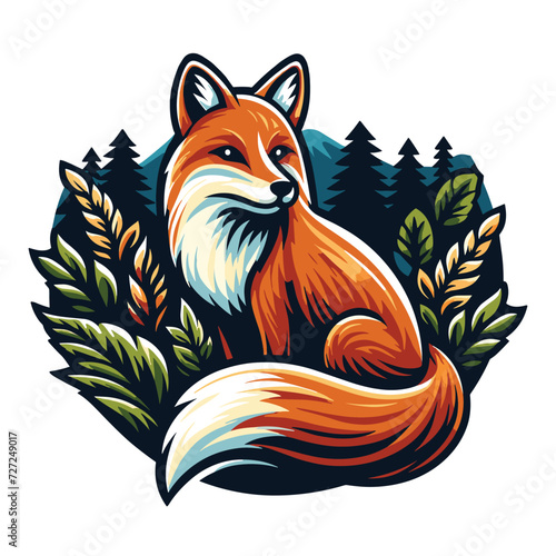 Wild animal red fox vulpa design vector, zoology illustration, foxy flat design template isolated on white background