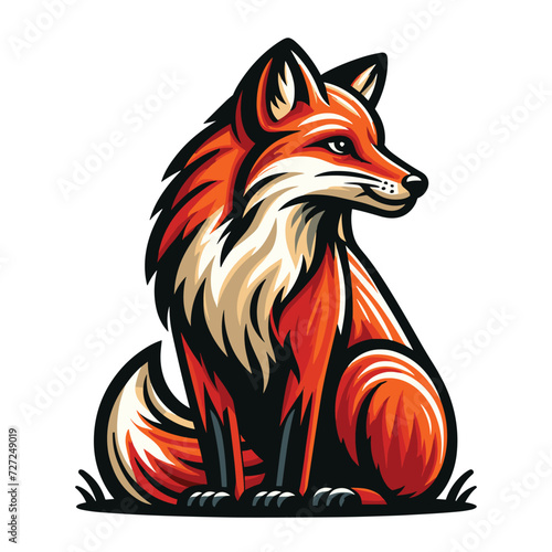 Wild animal red fox vulpa design vector, zoology illustration, foxy flat design template isolated on white background