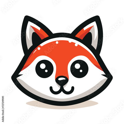 Cute adorable fox head face cartoon character vector illustration, funny wolf foxy flat design template isolated on white background