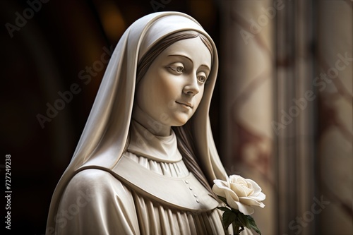 Saint Therese of Lisieux marble sculpture. photo
