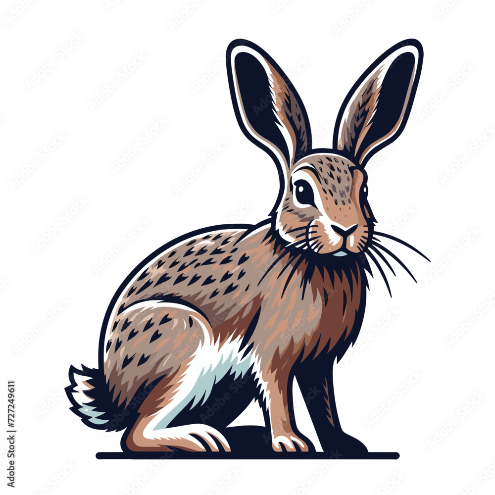 Realistic wild animal hare rabbit design vector, zoology illustration, wild forest bunny flat design template isolated on white background Realistic wild animal hare rabbit design vector, zoology illustration, wild forest bunny flat design template isolated on white background