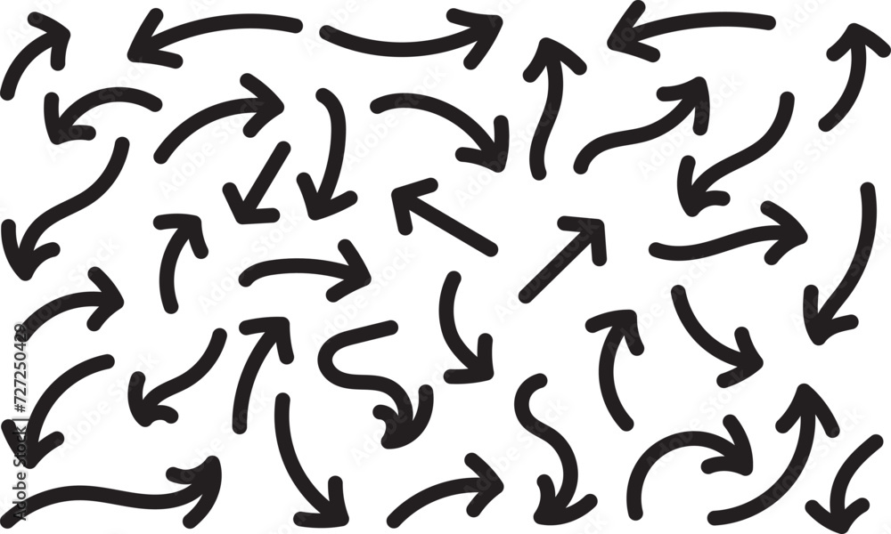 black round cap hand drawn arrows collection