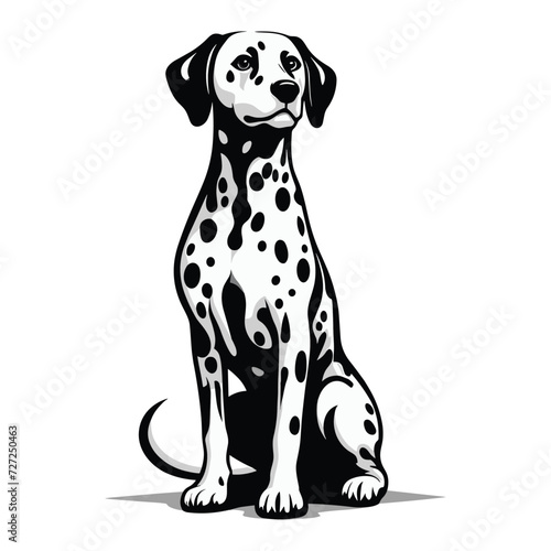Cute adorable dalmatian dog cartoon character vector illustration, funny pet animal dalmatian puppy flat design mascot logo template isolated on white background