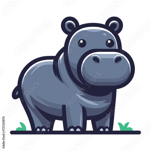 Cute wild animal hippopotamus cartoon design vector, zoology illustration, hippo flat design template isolated on white background