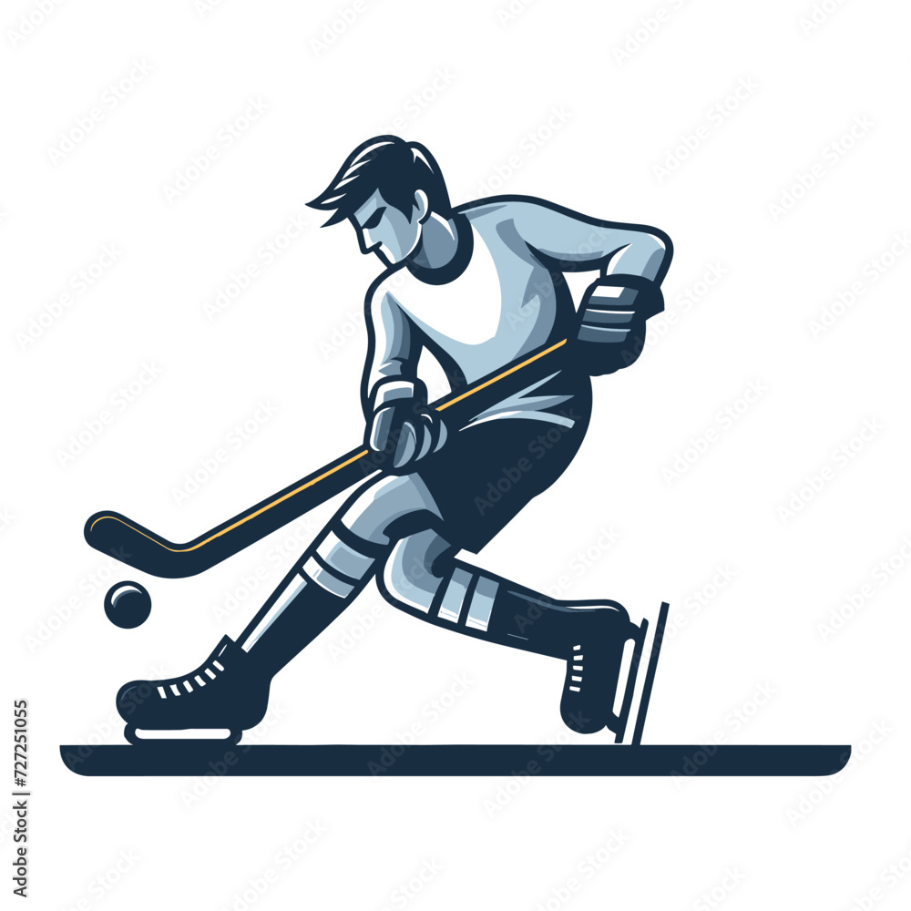 Obraz premium Ice hockey player sportsman vector illustration, winter sport activity, hockey male player design template isolated on white background
