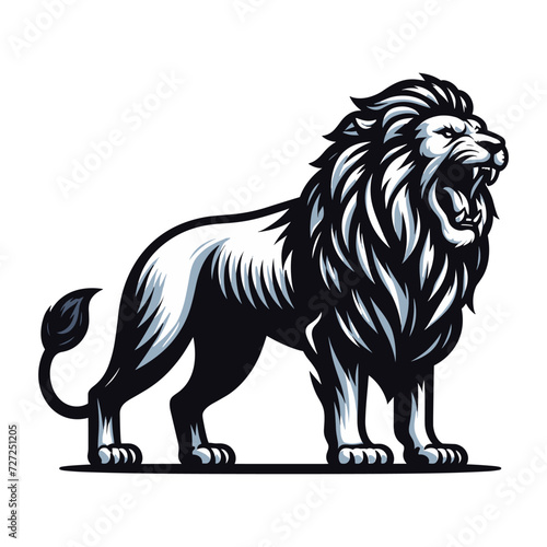 Wallpaper Mural Wild roaring lion full body vector illustration, zoology illustration, majestic predator safari animal big cat design template isolated on white background Torontodigital.ca