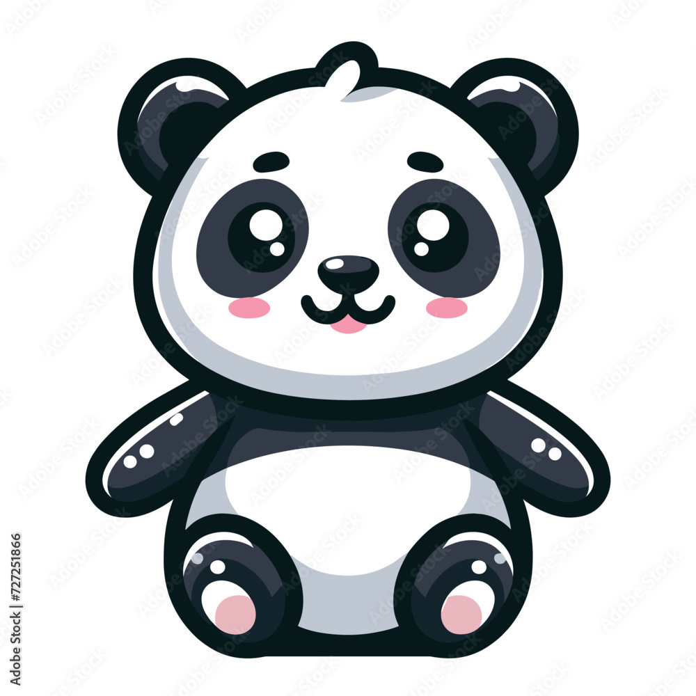 Cute adorable panda cartoon character vector illustration, funny Asian Chinese animal baby panda flat design mascot template isolated on white background Cute adorable panda cartoon character vector illustration, funny Asian Chinese animal baby panda flat design mascot template isolated on white background