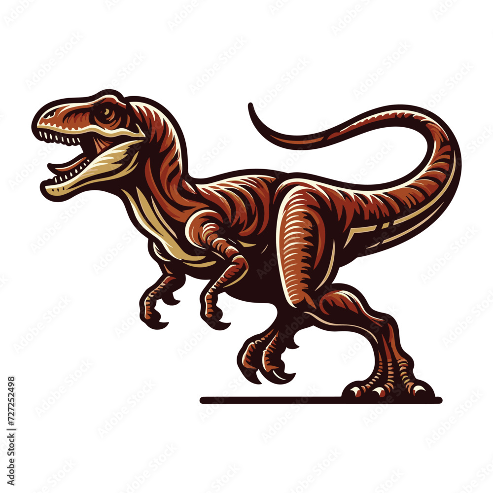 Wild beast animal raptor dinosaur vector design illustration, prehistoric dino flat design template isolated on white background Wild beast animal raptor dinosaur vector design illustration, prehistoric dino flat design template isolated on white background