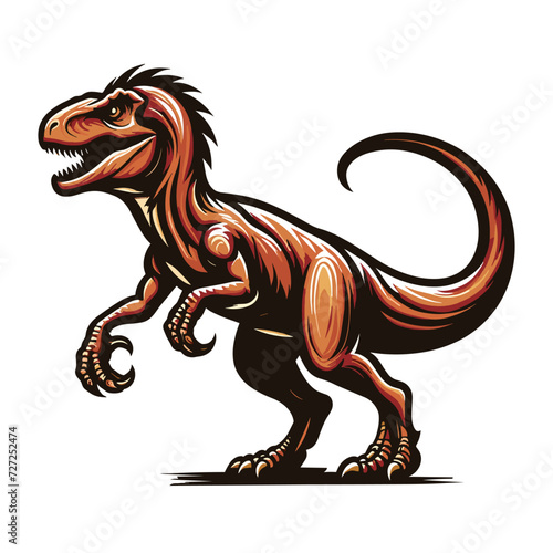 Wild beast animal raptor dinosaur vector design illustration, prehistoric dino flat design template isolated on white background