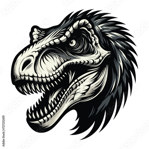 Wild beast animal raptor dinosaur head face vector design illustration, prehistoric dino flat design template isolated on white background