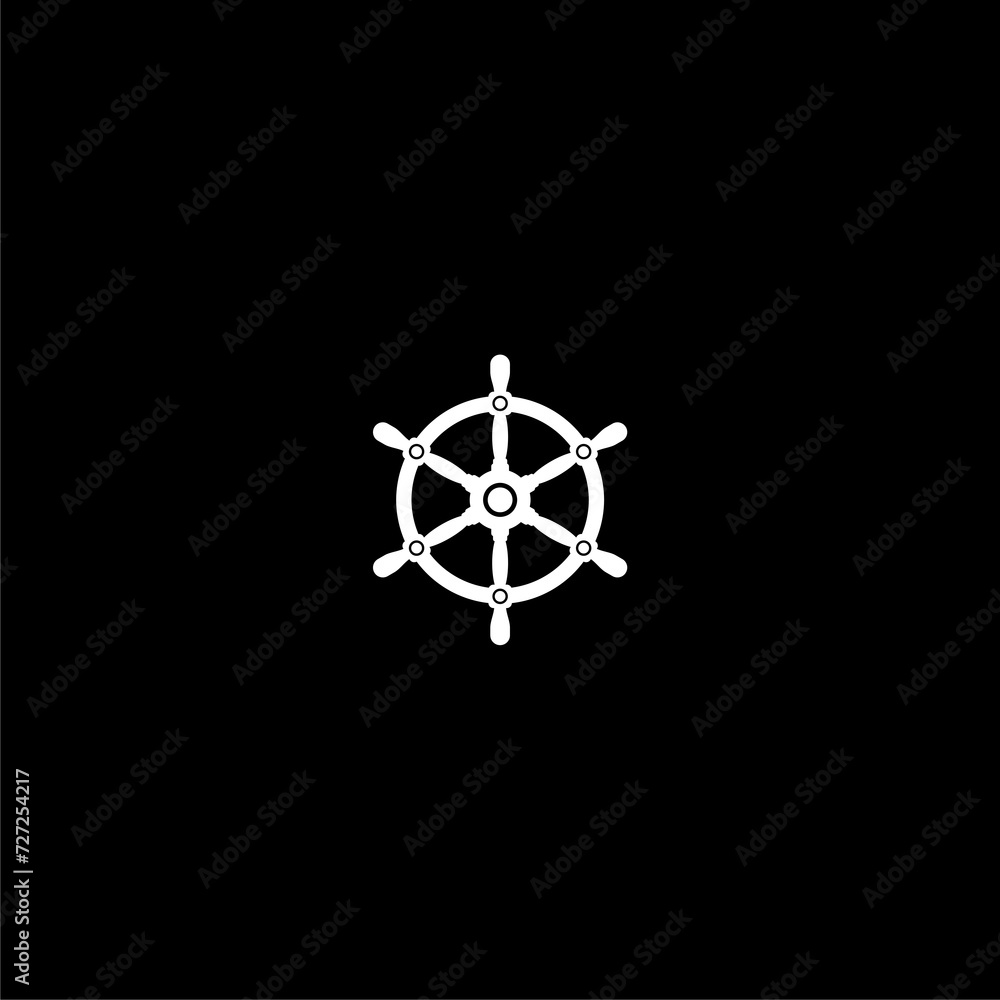  Ship wheel logo icon isolated on dark background