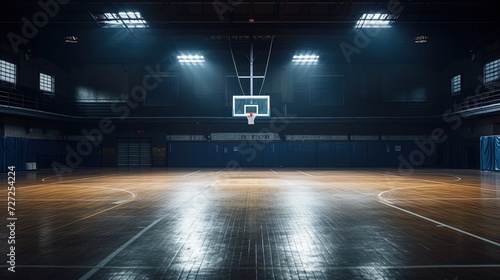 An empty basketball court with bright street lighting © Jūlija
