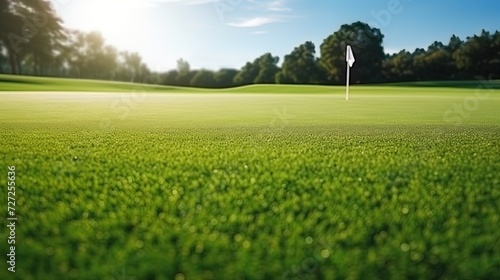 An empty golf field with bright green coating © Jūlija