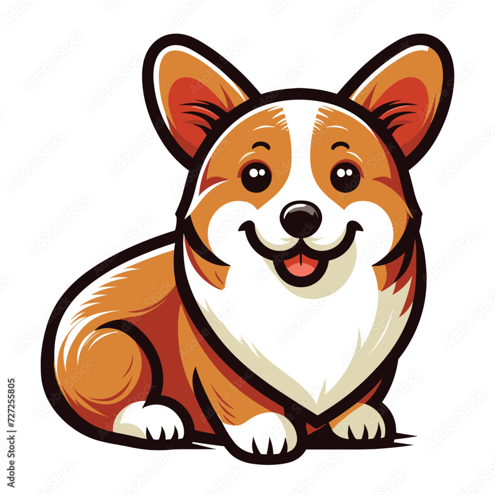Cute adorable corgi dog cartoon character vector illustration, funny pet animal corgi puppy flat design mascot template isolated on white background Cute adorable corgi dog cartoon character vector illustration, funny pet animal corgi puppy flat design mascot template isolated on white background
