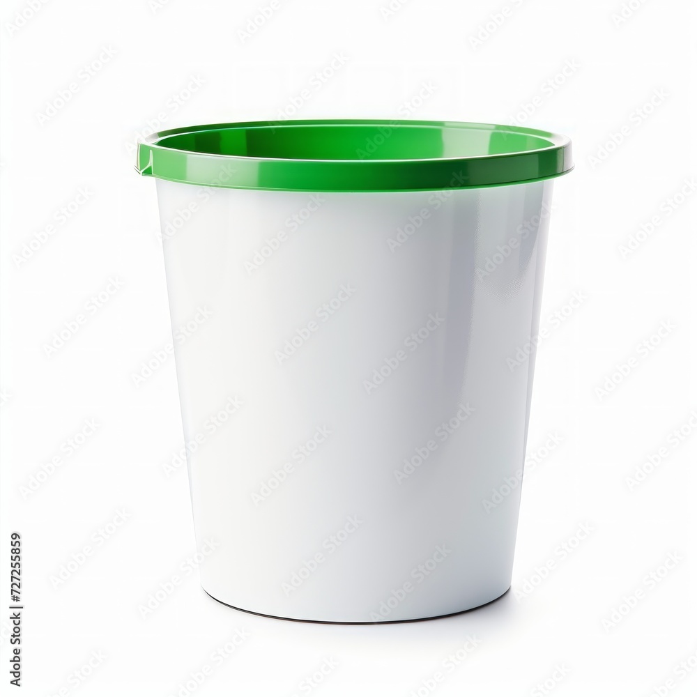 Stock image of an office wastebasket on a white background, discreet, waste disposal Generative AI Stock image of an office wastebasket on a white background, discreet, waste disposal Generative AI