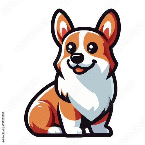 Cute adorable corgi dog cartoon character vector illustration, funny pet animal corgi puppy flat design mascot template isolated on white background