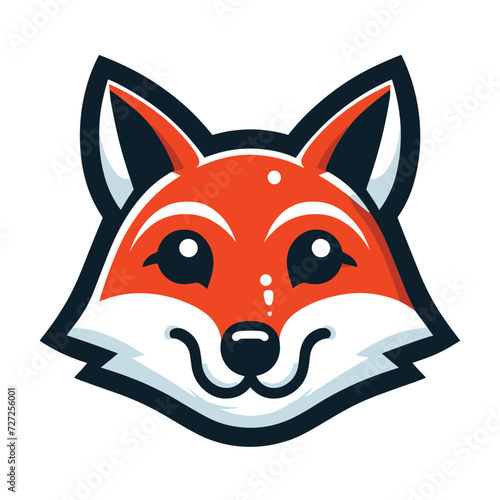 Cute adorable fox head face cartoon character vector illustration, funny wolf foxy flat design template isolated on white background