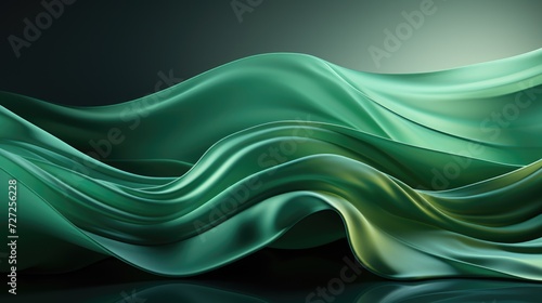 A photo of green waving abstract wallpaper and abstract background Generative AI