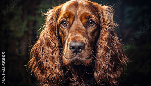Portrait of a beautiful irish cocker spaniel dog.
