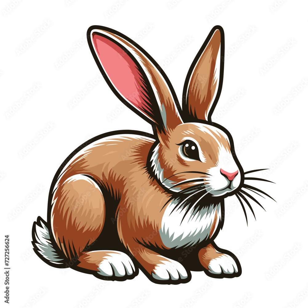 Obraz premium Realistic wild animal hare rabbit design vector, zoology illustration, wild forest bunny flat design template isolated on white background