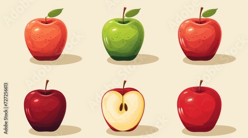 flat icons of apples of different colors Generative AI