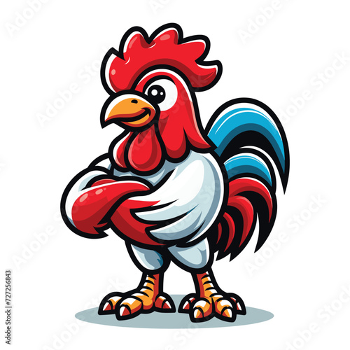 Chicken rooster Logo Cartoon Character, Vector illustration template isolated on white background © lartestudio
