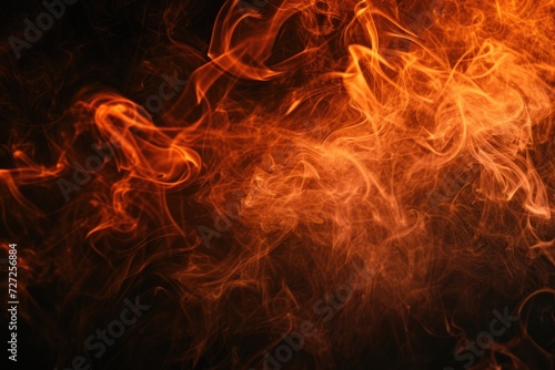 Fiery Gradient: Abstract Texture in a Dark Room with Orange Smoke