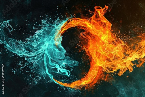 Harmony of Elements: Fire and Water in Spiritual Balance and Symbolic Glow