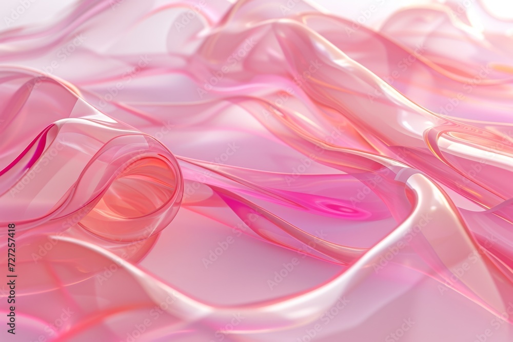 Fototapeta premium an abstract pink ribbon with different shapes, in the style of wavy resin sheets, soft renderings,