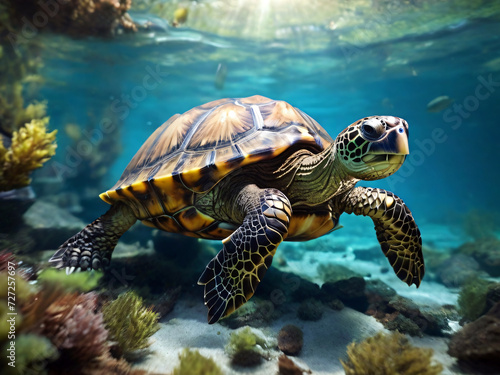 turtle swimming in the water generativve Ai