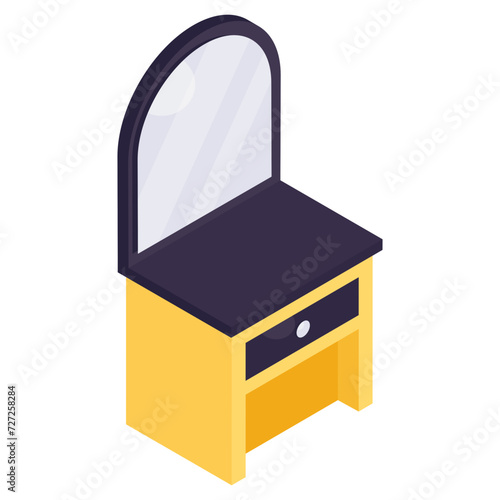 An isometric design icon of vanity mirror 