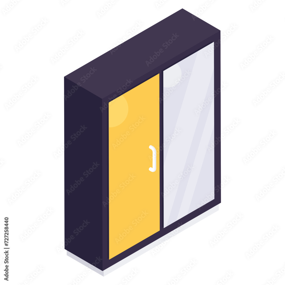 Conceptual isometric design icon of almirah Conceptual isometric design icon of almirah