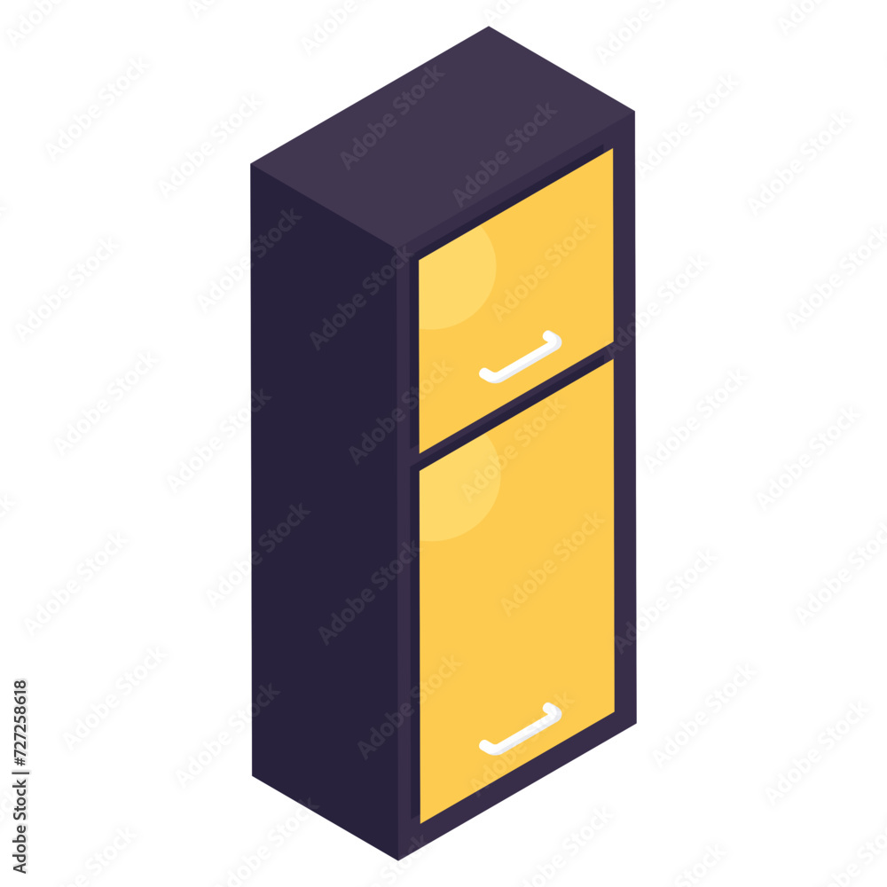 Conceptual isometric design icon of almirah Conceptual isometric design icon of almirah