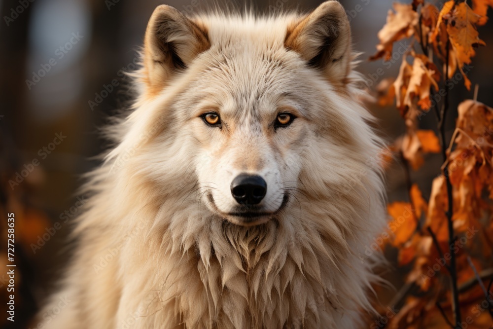 A photo of white wolf looking camera Generative AI
