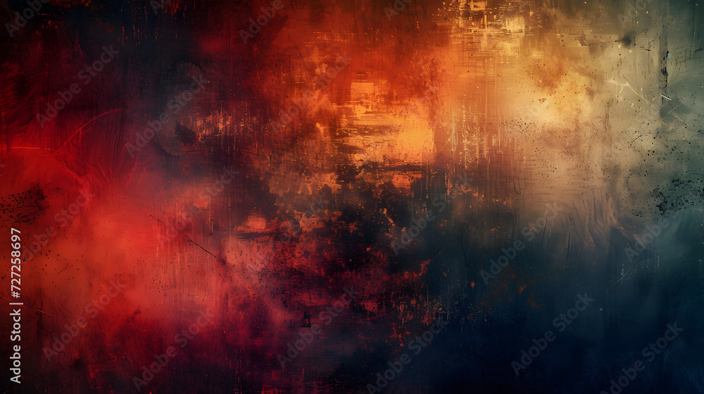 Abstract Painting of Red, Orange, and Blue