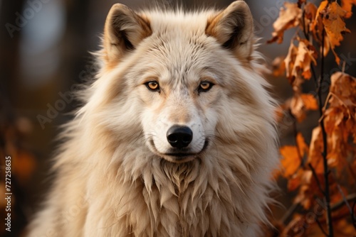 A photo of white wolf looking camera Generative AI