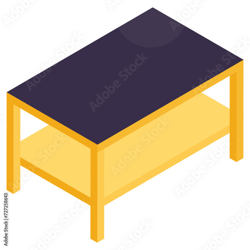 An isometric design icon of rectangular table