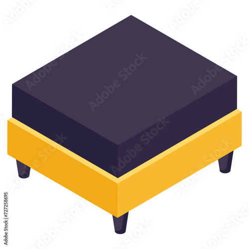 An isometric design icon of ottoman 