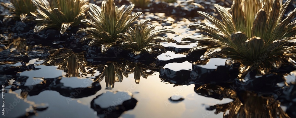 Fototapeta premium there are some plants that are growing in the water