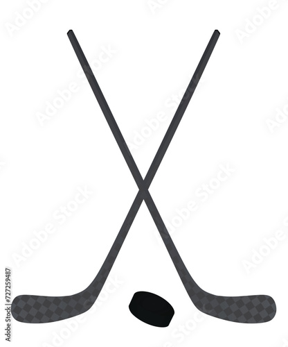 Hockey sticks and puck. vector photo