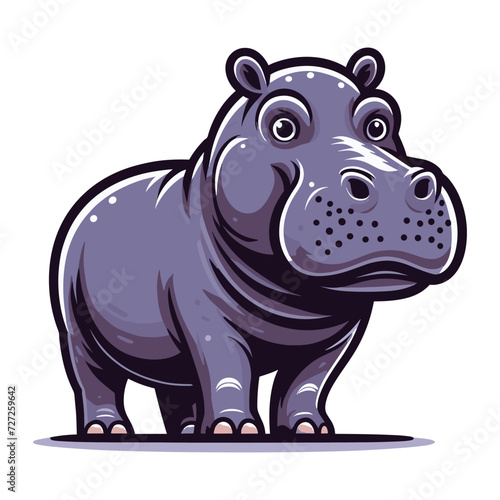 Wild animal hippopotamus design vector, zoology illustration, hippo flat design template isolated on white background